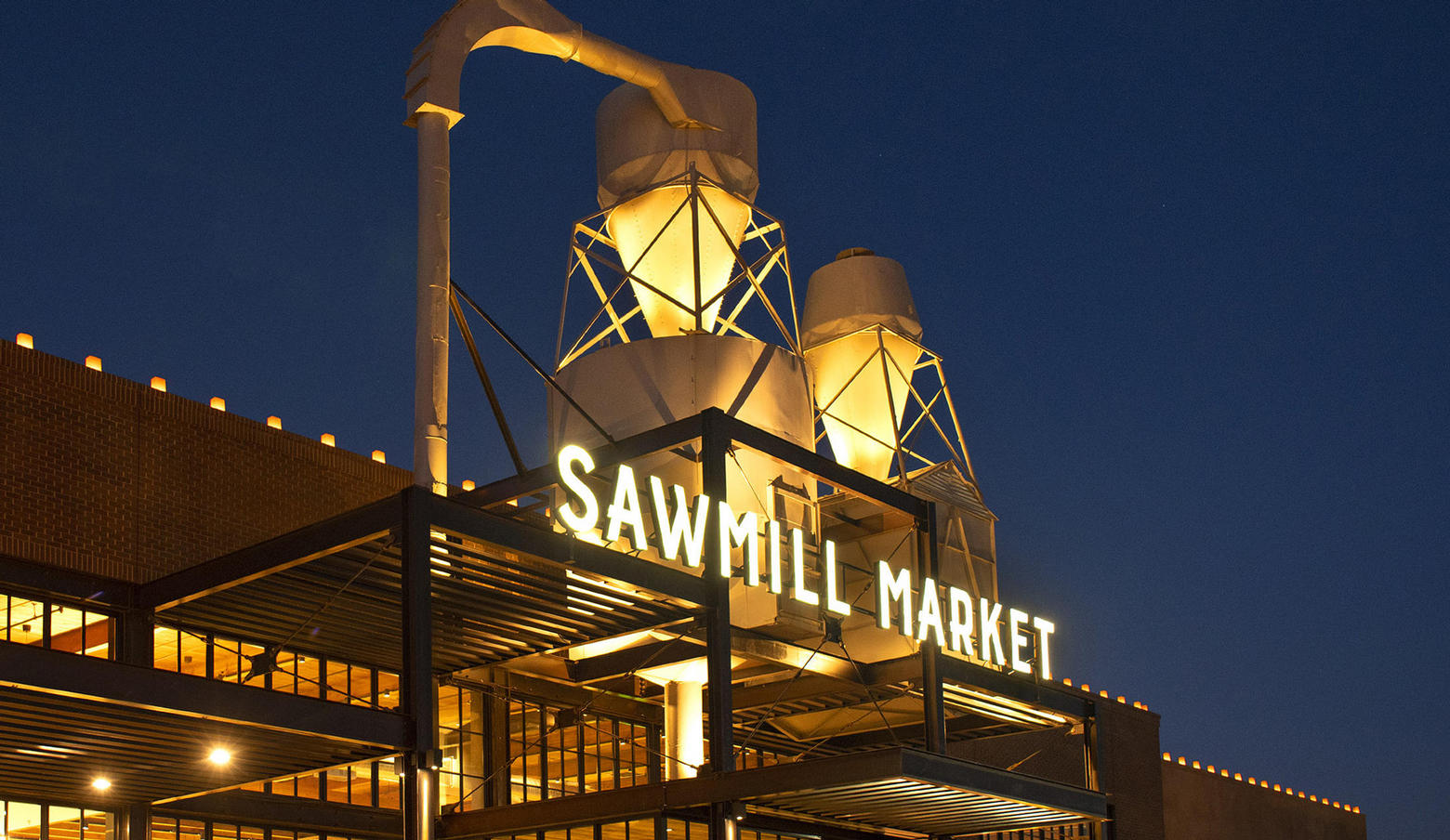Sawmill Market with luminarias at night