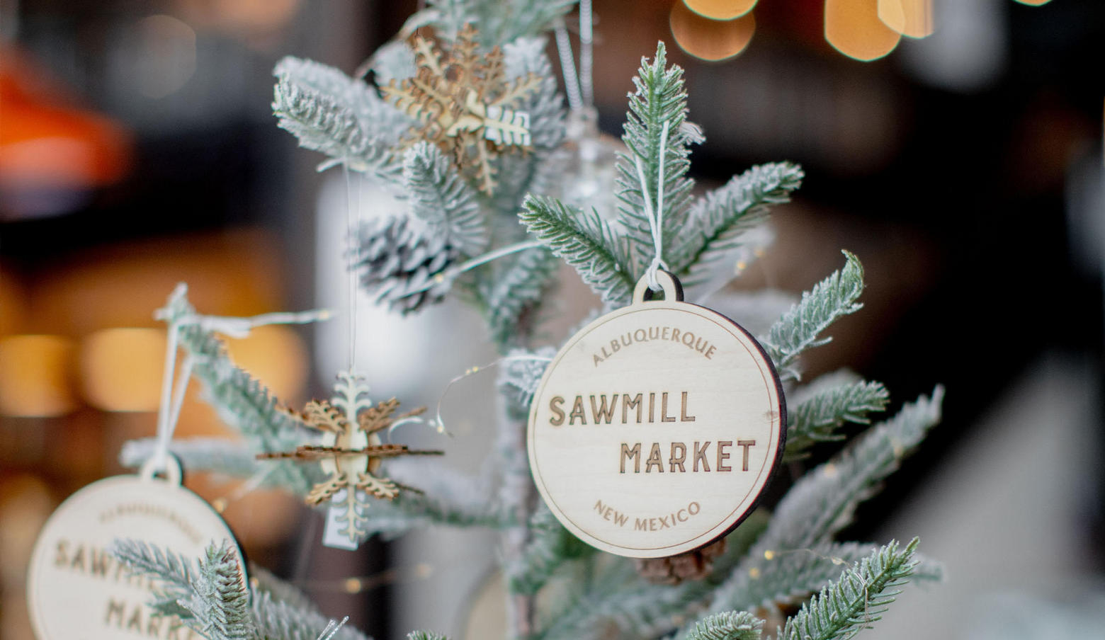 mini Christmas tree with Sawmill Market ornaments